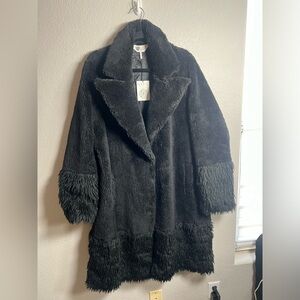 NWT Lita by Ciara Black Faux Fur Coat XL